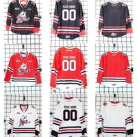 NIK1 2016 Personaliseer Ohl Niagara Icedogs Jersey Mens Womens Kids Black White Red Ice Hockey Goedkope Jerseys Custom Any Name Any No. Goalit Cut