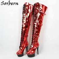 Sorbern Metallic Punk Style Boots Women Pole Dance Stripper Heels Drag Queen Platform Boot Custom Color