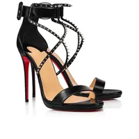 Modemärke röda botten pumpar kvinnor sandal lyx choca lux 120 mm höga klackar sexiga brud lädernitar fotremmen spännen kik tår designer sommar sandaler eu 35-43