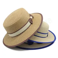 Moda Summer Women Wide Brim Natural Straw Sombrero Capasa Sun Sun Hats Boater Black Panamá Beach Sombrero Sombrero Mujer Fedora Capilla