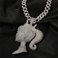 وصلت جديدة Diamond 3D Crown Barbie Netlace Netclace Copper Zircon Zircon Hip Hop Jewelry for Men Women