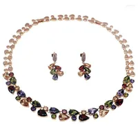 귀걸이 목걸이 Hermosa Jewelry Women Choker 세트 반짝이는 무지개 디자인 파티 쇼 Jewellry-sets Half22