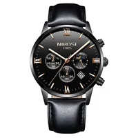 NIBOSI Men Watches Luxury Men's Fashion Casual Dress Watch Military Army Quartz Wrist Watches With Genuine Leather Watch Stra215n
