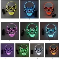 New Halloween Skeleton Party LED Mask Glow Scary EL-Wire Skull Masks for Kids New Year Night Club Masquerade Cosplay Costumea DD