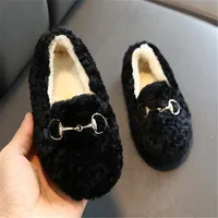 Autumn winter kids girls shoes wool sneaker children&#039;s warm loafers princess baby shoes rabbit fur boots