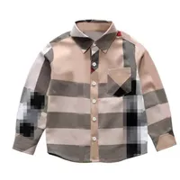 2022 New Style Kids Clothing Baby Boy Plaid Shirt Long Sleeve 100% Cotton Shirts Fashion Tops 2-9Y2114