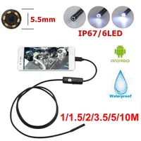 5.5mm Endoscope USB Mini Camera Flexible IP67 Waterproof Micro USB Inspection Borescope Camera For Android 6 LED Adjustable301q