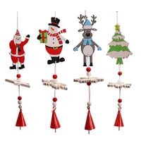 Noel dekorasyonları asılı bebek ahşap karikatür kar tanesi zil rüzgar çanları kapalı açık dekorasyon şeridi süslemeleri şeridi