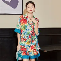 En Kaliteli Kadınlar Nightwear Pijamalar Uyku Salonu Setleri Tasarımcı Baskı Gömlek Şortları İki Parça Takım Elbise Bayanlar Moda Gündelik Ev Giyim