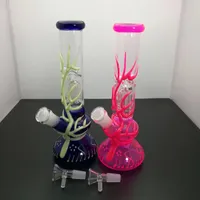 Tuberías de vidrio Fabricación Fabricación de fumar Hookah soplada a mano luminosa Color de vidrio espesas Bongas Juego