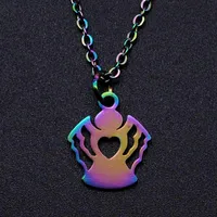 Pendant Necklaces 100% Stainless Steel Rainbow Colorful Angel Charm Necklace For Women Wholesale Drop Fashion Jewelry NecklacesPendant