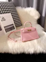 22SS Designer Classic Herme Bags Kellys&#039;s bag female leather small messenger ig feeling pink ome cowide Mini s ALTE