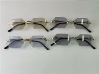 Buff zonnebrillen lenskleuren veranderd in zon van kristalhelder tot donker diamant ontwerp randloos metalen frame buiten brillen 02818 met doos en associatie