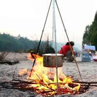 Campo de acampamento ao ar livre Piquenique Tripé Pote pendurado Potão Durável portátil Campfire Picnic Cook Water ferve a churrasqueira de incêndio pendurada TR153K