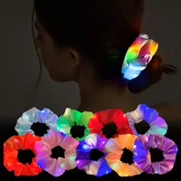 Link Chain Led Light Hair Scrunchies Satin Elastic Bands Ties Ropes - 3 Colors Modes Soft Cute Silk Scrunchy Accessories For Women Gi amjrh