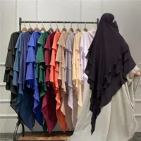 Ropa étnica oración con capucha prenda abaya 3 capa khimar ramadan musulmán hijab con mangas pavo musulman tops modesto islam niqab