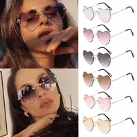 Güneş gözlükleri sevimli gradyan lens ince metal çerçeve çüreksiz gözlük kalpleri kadınlar için kalp şeklindeki güneş gözlükleri seee22