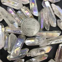 6pc التيتانيوم الأبيض Aura Lemurian Seed Quartz Crystal Stones Point Decoration Quartz Crystals212z