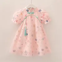 Arrived Summer Toddler Kids Clothing Chinese Style Cheongsam Dress For Girls Baby 1 Year Birthday Princess Party Dresses 220526