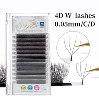 False Eyelashes Yelix 4d W Shaped Lashes Premade Fans Short Root Wide 0.05mm Soft Light Individual Matte Volume Lash FansFalse