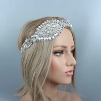 Silberkristall Edelstein Brautstirnbänder UK High-End Luxus Braut Strasskronhaarzubehör Haare mit Perlen