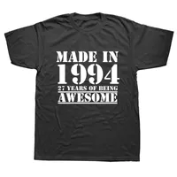 Camisetas para hombres divertidos hechos en 1994 27 años de ser increíble cumpleaños imprimir broma camiseta marido casual manga corta algodón camisetas hombres