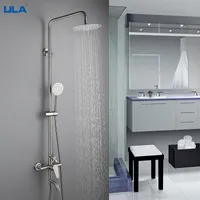 ULA Stainless Steel Shower Faucet Bathroom Mixer Tap Bathtub Rain Head Rainfall System 220713