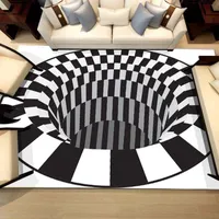 Tapijten 80x80cm Tapijt voor woonkamer rond zwart en wit 3D Trap patroon Tapijt vloer Mat Gebied Badkamer Huisdecoratiecarpets