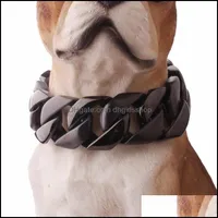 Ketten Halsketten Anhänger Juwely Oma Chic übertrieben extrakoarse 316L Edelstahl Schwarz Kubaner großer Hundeketten Halskette Pitbl