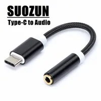 SUOZUN USB Type C to 3 5 Earphone Adapter AUX Audio Cable USB C to 3 5mm Headphone Converter For Letv 2 Xiaomi Huawei P20 USBC Ada282o