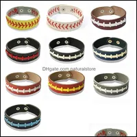 Bracelets de charme joias novos softbol de softball Baseball couro pulseira de pulseira esportiva esportiva de fechamento de pulseira pulseira para fã de mulheres em BK 297 G2 DRO