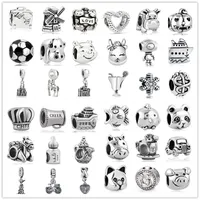925 STERLING SILPS PRESSE COLLE COULEUR SIRGE 1PC LOVE LOVEMPKIM FOOTBALL VOLIER CAT CAT ARRILLE BEAD BEAD