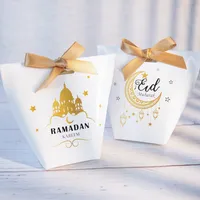 5 stücke Happy Eid Mubarak Candy Box Ramadan Kareem Geschenk Verpackungsbox Islamisches Muslim Festival Al-Fitr Eid Party Favor Dekoration