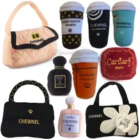 Designs Dog Toys Fashion Hound Collection Unique Squeaky Parody Plush Dogs Toy Handbag Cup Parfym Bottle Passion For Fashion 10 Color Wholesale H23
