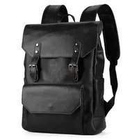 Backpack Vintage Travel Crazy Horse PU Leather Large Capacity Rucksack Shoulder School Bag For Men Retro Bagpack Back Pack280n