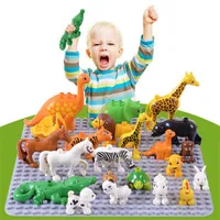 50pcs/lot duplo Animal Zoo Builds Builds Enlighten Child Toys Lion Giraffe Dinosaur Diy Legoilys Bricks Kids Toy Gift3088