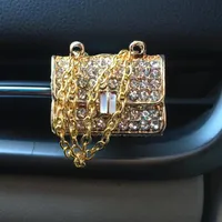 Bling handväska biltillbehör flickor gåva auto outlet parfym clip air friskare doft diffuser elegant dekoration prydnad interiör 254b