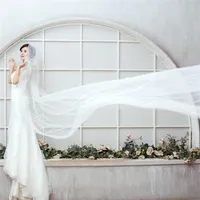 2017 New Wedding Veil 5 M Long 1.5 M Wide Cut Edged Bridal Veils One Layer White Red Ivory Velos De Novia Wedding Accessories Voil338c