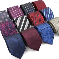 Necclues de mode Classic Men's Stripe Necktie Blue Blue Mariage Bies Jacquard Woven Silk Men Solid Tie Polka Dots Neck