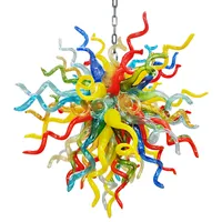 Lustres criativos de lustres de v￡rias cores da sala de estar da cozinha de cozinha Diy lumin￡ria de l￢mpada de penduramento de bola n￳rdica lustre de vidro n￳rdico murano