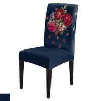Chair Covers Classic Rose And Leaf Spandex Cover Office Banquet Protector Stretch For Dining RoomChair