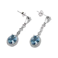 dangle chandelier blue sapphire topaz earring for women 925 Silver bizuteria gemstone aretes de mujer oorbellen drop girl orecchinidangle