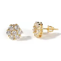 Jewelry Charm Flower Women Classic Zircon Small Stud Earrings Gold Silver Color For Men Crystal Earrings