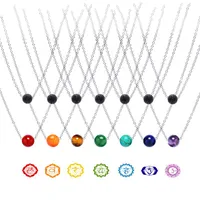 Pendant Necklaces Pcs Lava Stone Essential Oil Diffuser Necklace 7Chakra Healing Balance Beads Stainless Steel Chain Yoga NecklacePendant