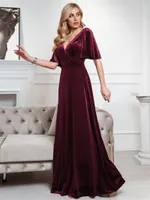 Party Dresses Plus Size Evening O-Neck Long Sleeves A-LINE Floor-Length Gown 2022 Ever Pretty Of Red Elegant Bridesmaid Dress WomenParty