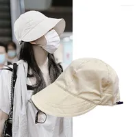 Wide Brim Hats Solid Summer Fashion Visors Outdoor Sunshade Ladies Practical Foldable Adjustable Cap Korean Style Travel Sun Hat Beach Hikin