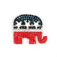 10 PCs/lote personalizado American Flag Broche Crystal Rhinestone Elephant Shape em 4 de julho Pins patrióticos dos EUA para presente/decoração