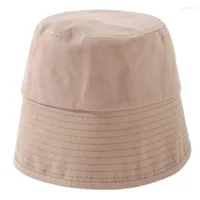 Femmes Couleur solide Coton Dome Bucket Back Split Split Wide Brimmed Fisherman Cap 270D Brim Hats Delm22