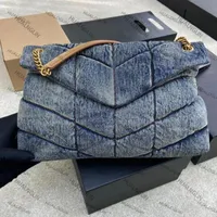 Высокие сумки роскошных сумок высокого качества вымытые джинсовые пакеты пафетки для модного класса для лоскута карманная цепочка ковбоя дизайнер -дизайнерские женские сумочка мягкий холст GM с размером