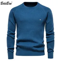 Bolubao% 100 Pamuklu Erkek Kazak Soild Plaid On Pullover Erkek Kaliteli Kış Moda Sweaters Erkekler için 220809